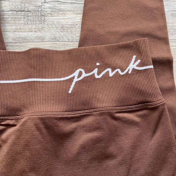 Victoria's Secret PINK Active High Waist Full Length Ribbed Legging Brown Medium - Picture 9 of 10